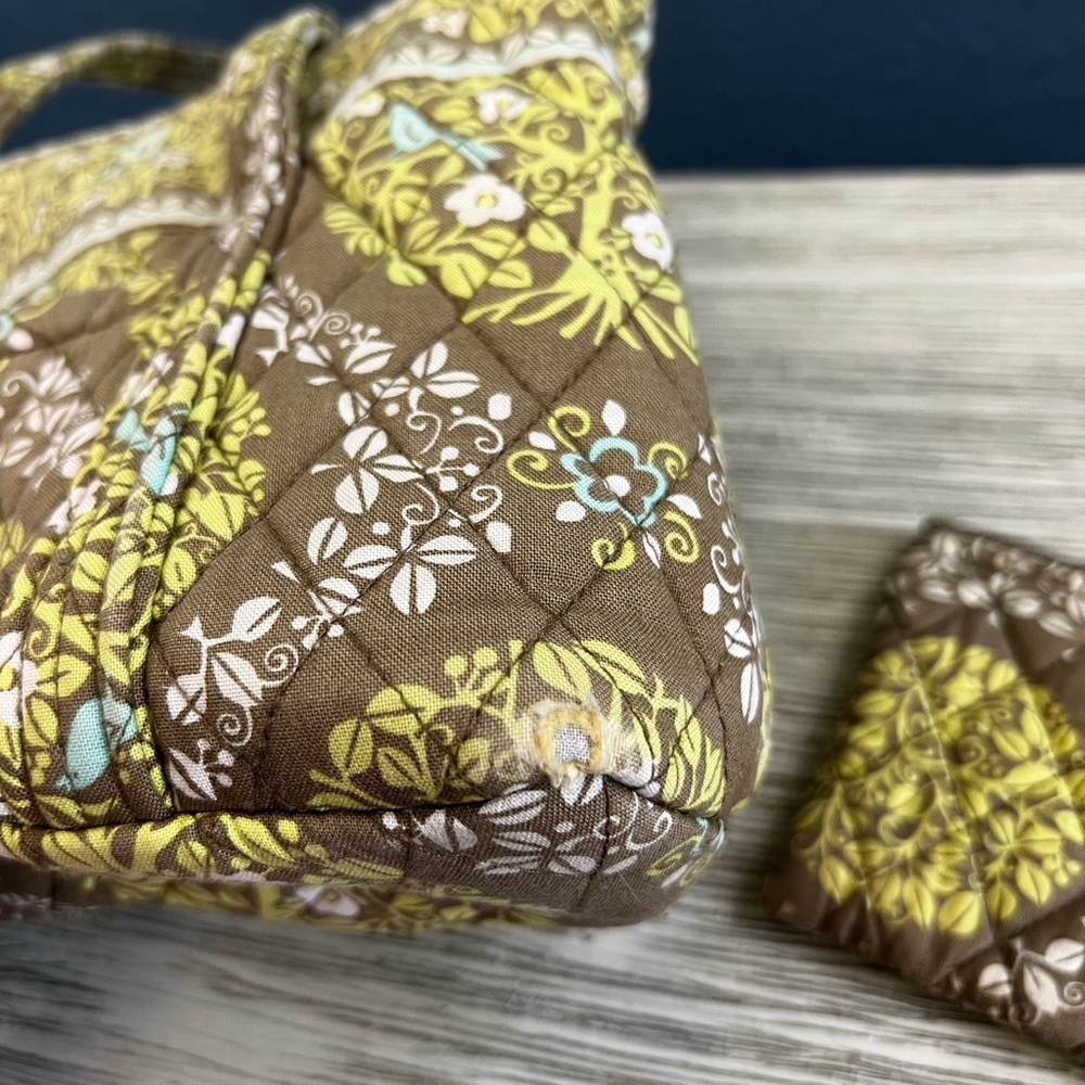 Vera Bradley Quilted Tote in Brown and Yellow Floral with Coin Purse - Picture 8 of 12
